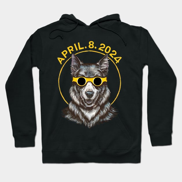 Total Solar Eclipse 2024 Dog Wearing Solar Eclipse Glasses Hoodie by watekstore